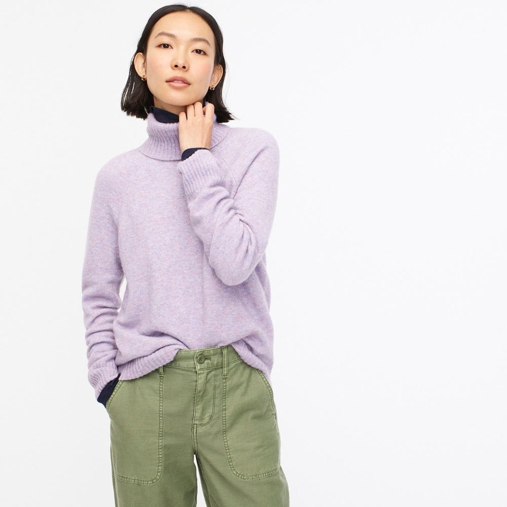 J.Crew Small Turtleneck Sweater in Supersoft Yarn Heather Lavendar